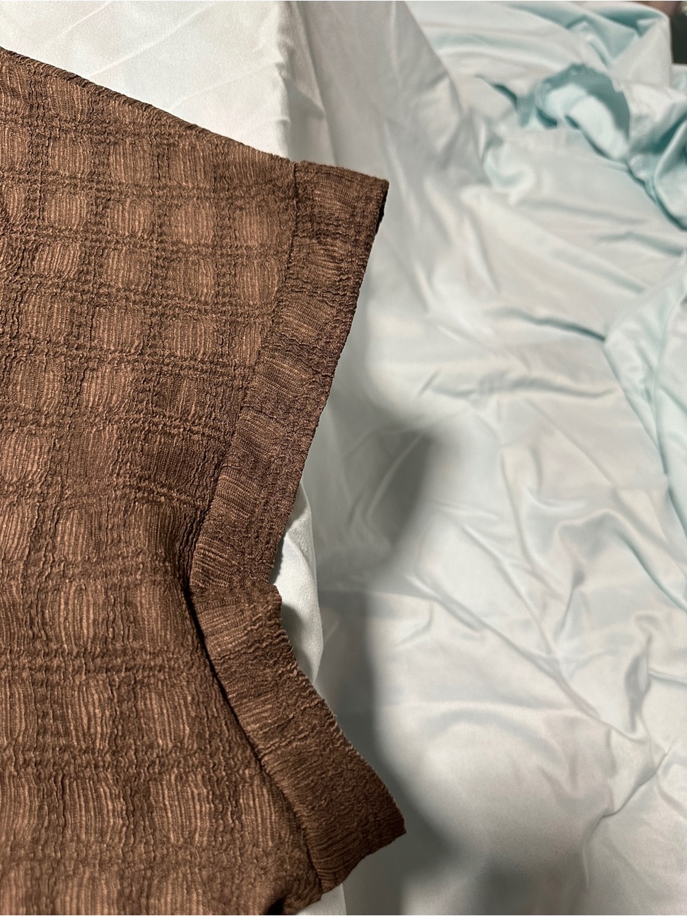 SHEIN Brown Short-Sleeve Textured Waffle Knit Top - Picture 5 of 6